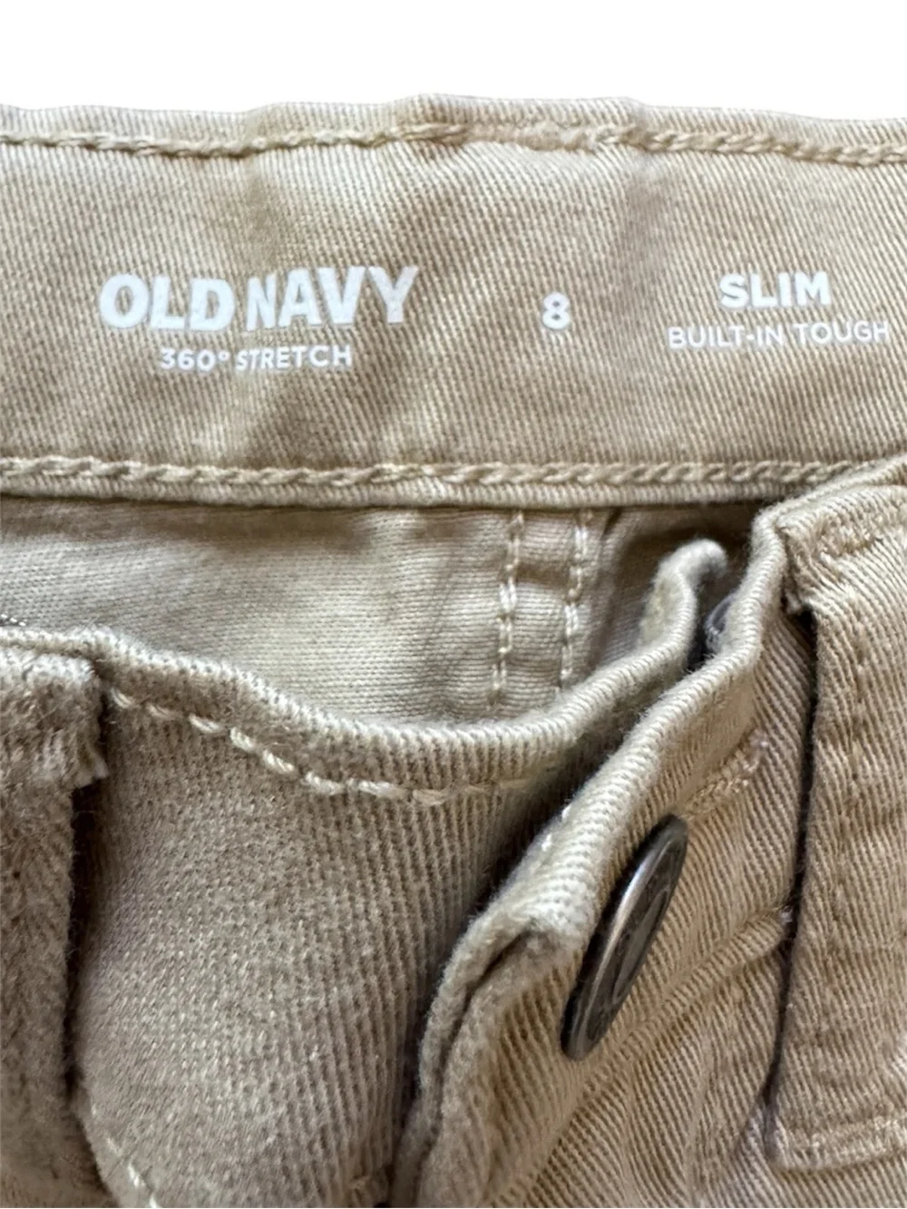 Old Navy Boys' Slim-Fit 360 Stretch Five-Pocket Pants Khaki School Casual Size 8